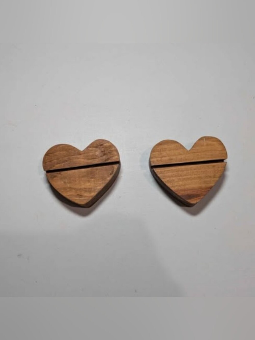 Set Of 2 Wooden Heart Photo Holders
